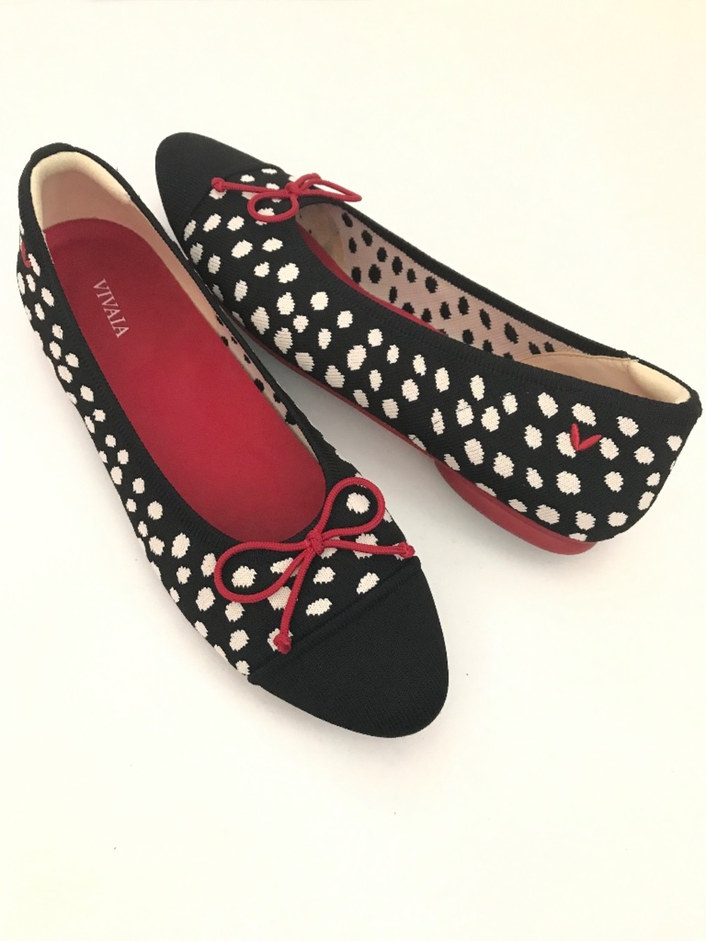 VIVAIA Polka Dot Ballet Flats Black White Red Tiana Women’s Size 9.5